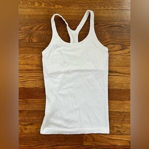 White Ribbed Athletic Tank Top